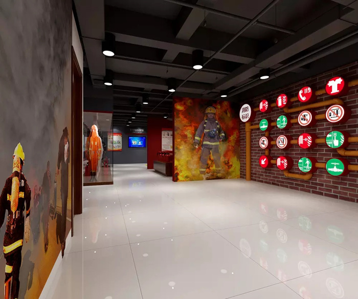 消防展厅设计案例效果图|郑州消防展厅装修公司